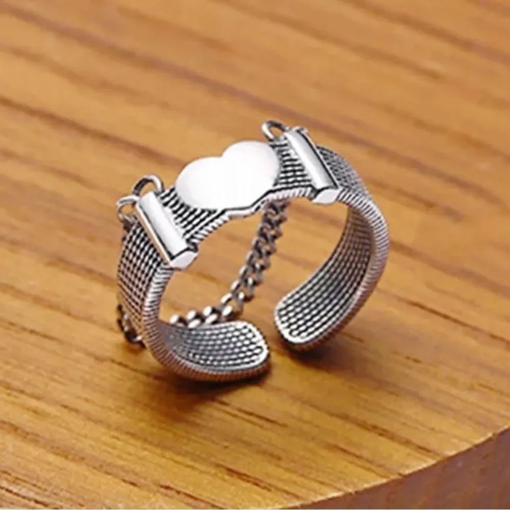 Heart Chain Adjustable 925 ring